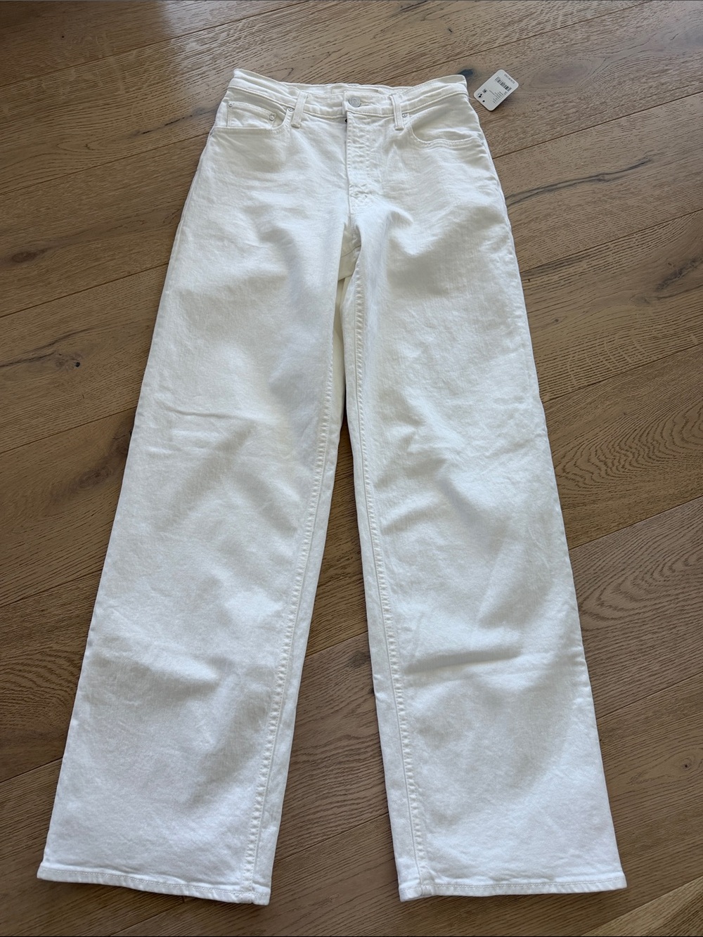 Mother The Spinner Zip Sneak Jeans in Totally Innocent Wide Leg Size 26 NEW